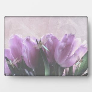 Placa Expositora Tulipanes morados Aqua Dragonfly Plaque decorativo
