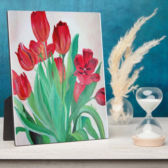 Placa Expositora Un Bouquet de Tulipanes Rojos (Lado)