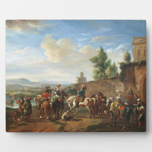 Placa Expositora Un Fiesta de caza de una casa de campo (petróleo s