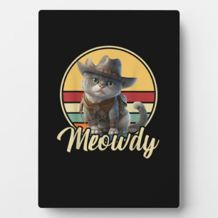 Placa Expositora Un Gato Cowboy Funny Mashup Meow Howdy Kitten Aver