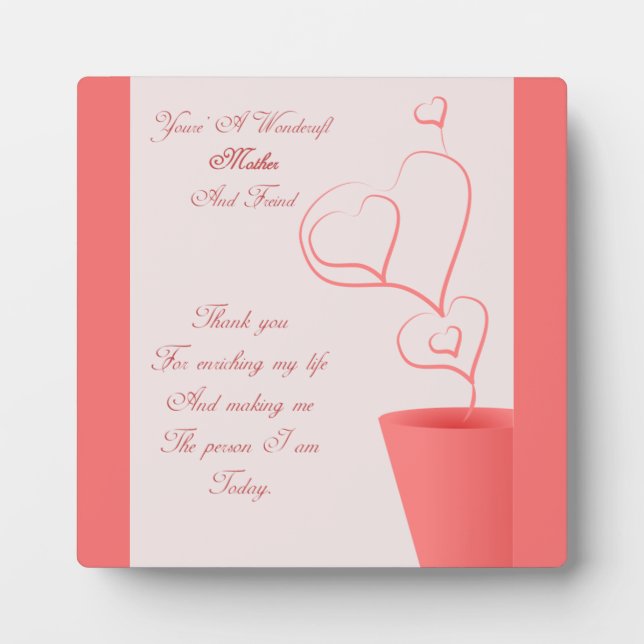 Placa Expositora Un Gracias A Mamá Plaque (Frente)