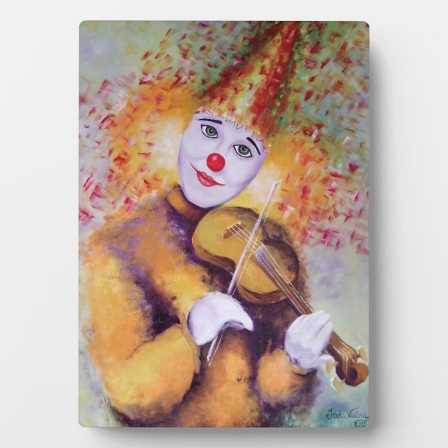 Placa Expositora Un payaso dulce tocando el violín (Frente)