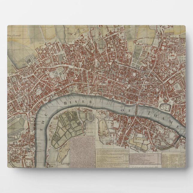 Placa Expositora Un plan nuevo y exacto de las ciudades de Londres  (Frente)