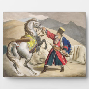 Placa Expositora Un tártaro con su caballo, grabado por el Thierry 