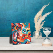 Una mujer colorida y vibrante arremetida de emocio