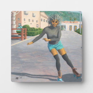 Placa Expositora Una mujer extranjera que patina el patinaje artíst
