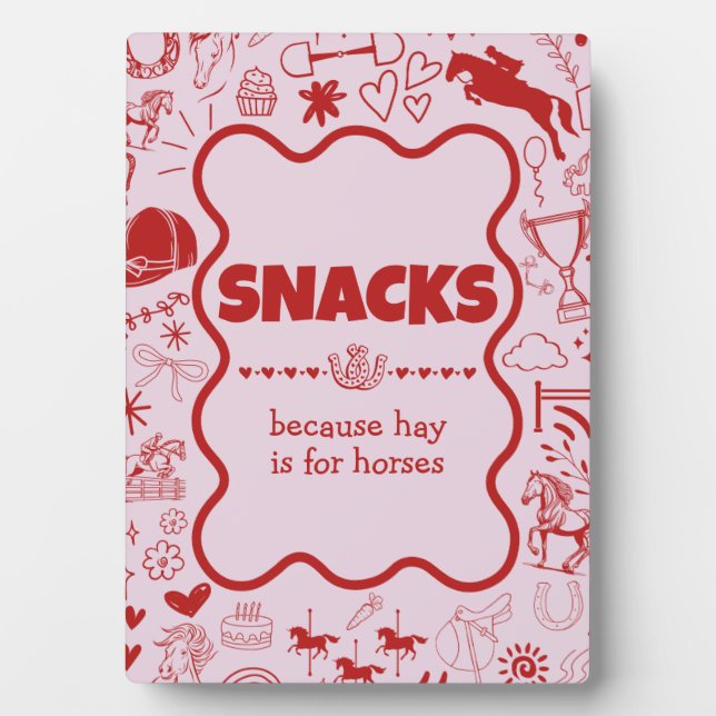 Placa Expositora Único Chica de Caballo Rosa Aperitivo Ecuestre (Frente)