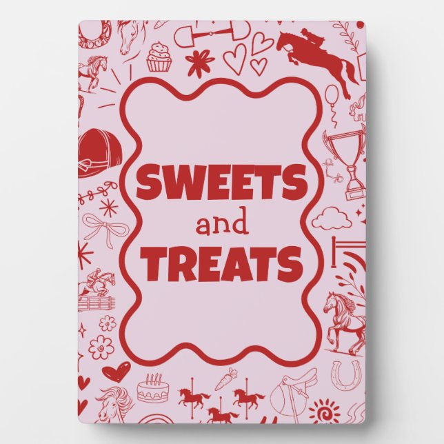 Placa Expositora Único postre de cumpleaños ecuestre Chica de cabal (Frente)