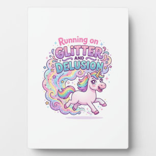 Placa Expositora Unicornio corriendo sobre brillo y desilusión enca