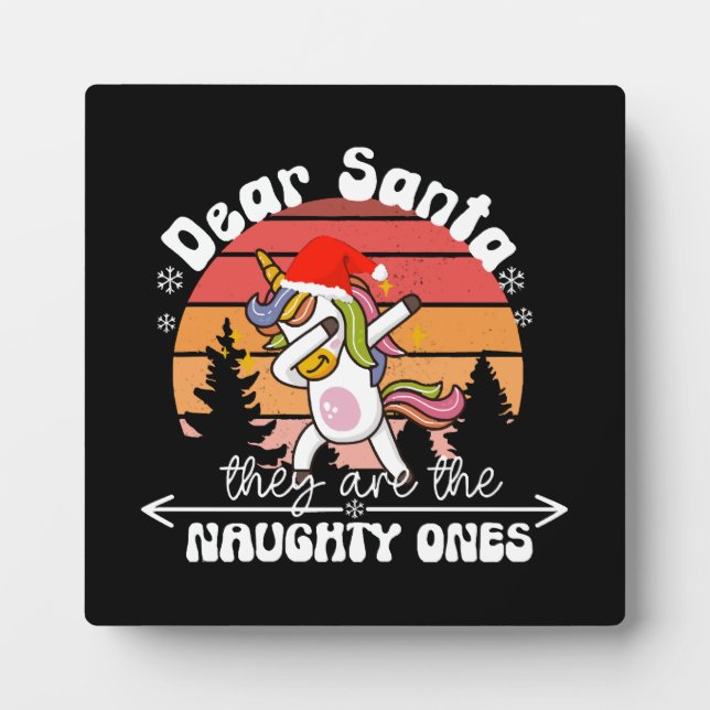 Placa Expositora Unicornio Dabbing Navidad Divertida (Frente)