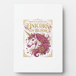 Placa Expositora Unicornio en Flor Diseño Elegante de Zazzle_1