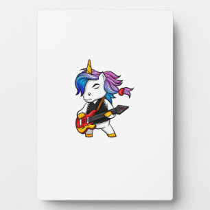 Placa Expositora Unicornio genial de rock and roll con guitarra par