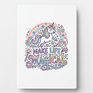 Placa Expositora Unicornio Hace La Vida Mágica Tipografía Vector Pr