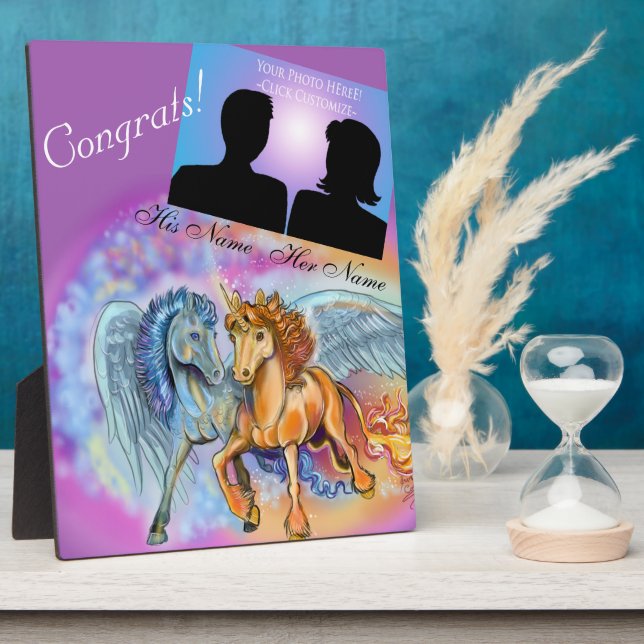 Placa Expositora Unicornio romántico de viento y llama ~placa (Lado)