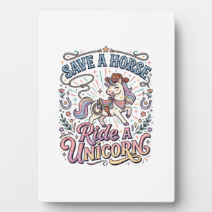 Placa Expositora Unicornio Salva un Caballo Monta un Unicornio Impr