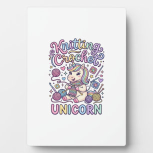 Placa Expositora Unicornio Tejiendo Crochet Unicornio Encantador Bl