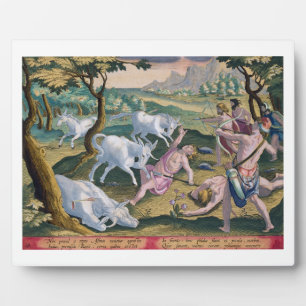 Placa Expositora Unicornios en las orillas del Indo, cazados por Pe