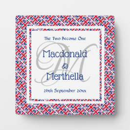 Placa Expositora UNION JACK Monograma Nombre Keepsake Boda