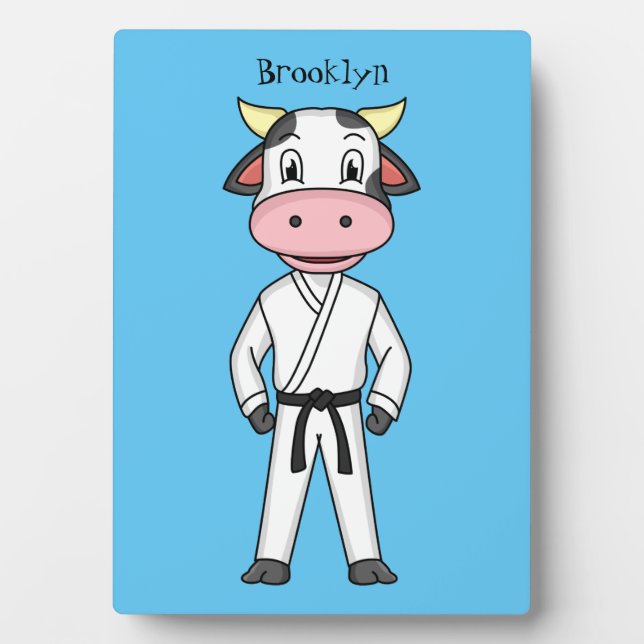 Placa Expositora Vaca corta con traje de kung fu personalizado (Frente)