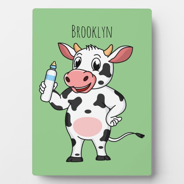 Placa Expositora Vaca feliz con personalizado de biberón (Frente)