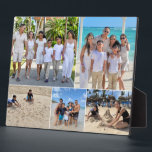 Placa Expositora Vacaciones Collage de fotos familiar 5 imágenes<br><div class="desc">Celebra tus mejores aventuras familiares con este Personalizado Collage de fotos de vacaciones, Easel Plaque! Con un hermoso collage de cinco fotos, esta elegante y robusta placa es la manera perfecta de mostrar recuerdos preciados de sus viajes. Ya sea una escapada a la playa, una escapada de montaña o una...</div>