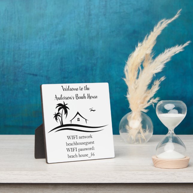 Placa Expositora Vacation Beach Home Información WIFI STR Alquiler (in situ)