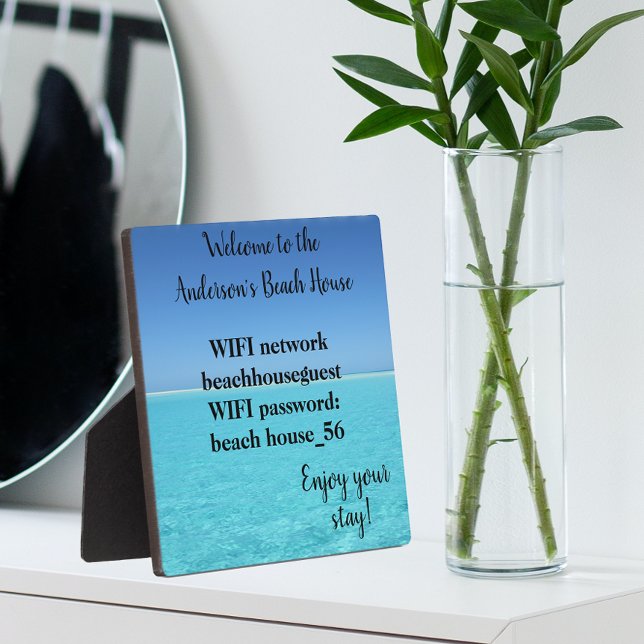 Placa Expositora Vacation Beach Home WIFI information Password (Subido por el creador)