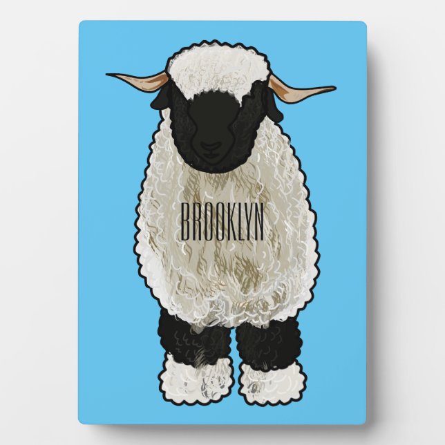 Placa Expositora Valais Blacknose ilustracion personalizado ovino (Frente)
