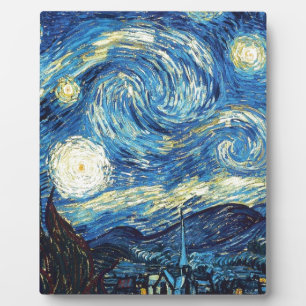 Placa Expositora Van Gogh el arte 1889 del vintage de la noche