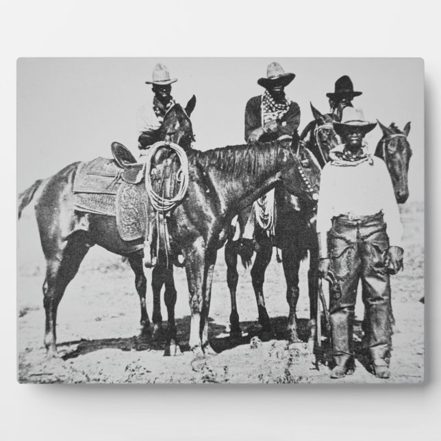 Placa Expositora Vaqueros negros en Bonham, Texas, c.1890 (foto de  (Frente)