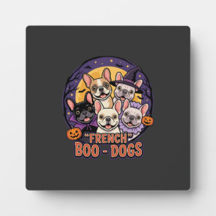 Placa Expositora Vector de Bulldogs Franceses de Halloween Boo Dogs