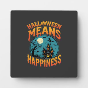 Placa Expositora Vector de Casa Embrujada de Felicidad de Halloween