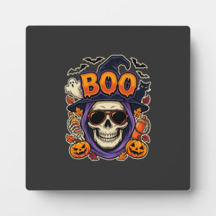 Placa Expositora Vector de gafas de sol de cráneo de Halloween Boo