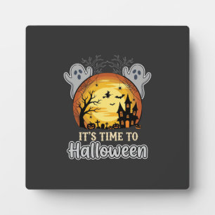 Placa Expositora Vector de luna embrujada de Halloween fantasmas y