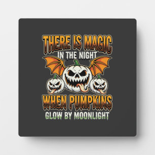 Placa Expositora Vector de terror de luna llena de calabaza mágica 