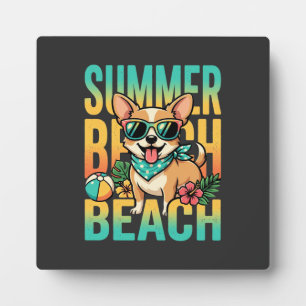 Placa Expositora Vector de vacaciones de perro en la playa de veran