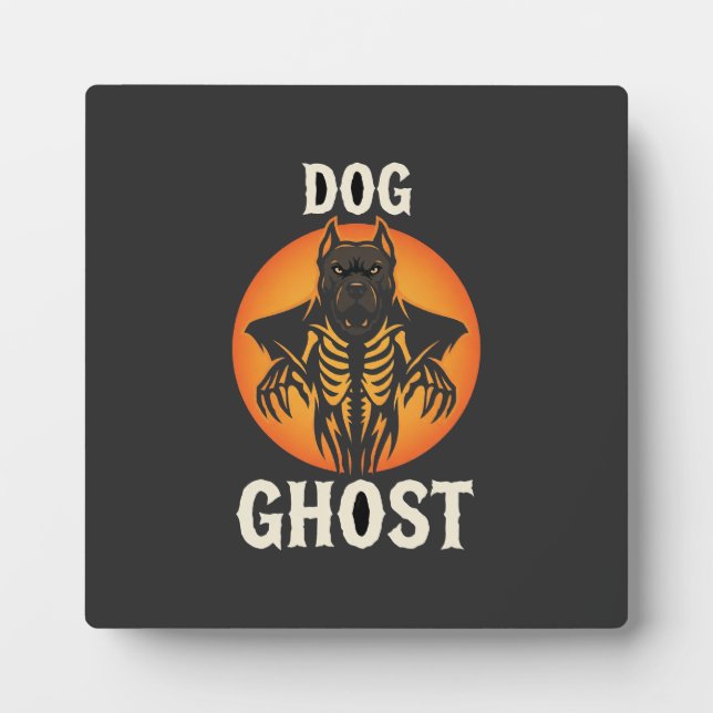 Placa Expositora Vector Fantasma de Perro Halloween Terror (Frente)