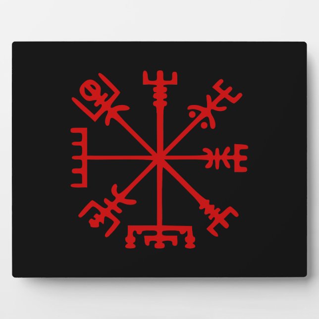 Placa Expositora Vegvísir Rojo Sangre (Vegvísir Viking Compass) (Frente)