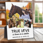 Placa Expositora Verdadero amante del caballo de amor Personalizado<br><div class="desc">¡Nació el verdadero amor en un establo! Buscando un regalo de amante de los caballos, una placa fotográfica única y elegante, perfecta para los amantes de los caballos y los amantes de los ecuestres. Esta pieza de un tipo incluye la frase "El verdadero amor nace en un establo" con un...</div>
