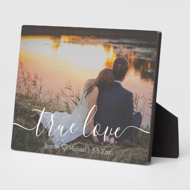 Placa Expositora verdadero amor, foto de aniversario de boda con gu (Lado)