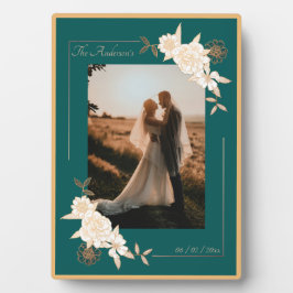 Placa Expositora Verde oscuro con Rosas crema casados