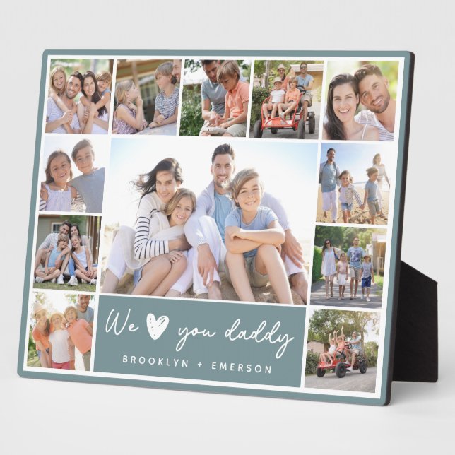 Placa Expositora Verde Te Ama Papi | 12 Collage de fotos (Lado)