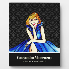 Placa Expositora Vestido de cóctel azul real oscuro de novia con da