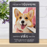 Placa Expositora Veterinaria Gracias Mascota Personalizado Foto Per<br><div class="desc">¡Diga 'Gracias' a su maravilloso veterinario con una preciosa placa fotográfica mascota personalizada del perro! "Eres el veterinario... ¡todo el mundo desearía que lo hicieran!" Personaliza con el mensaje del mascota, nombre y foto favorita. Este regalo de apreciación veterinaria será un tesoro. DERECHOS RESERVADOS © 2020 Judy Burrows, Black Dog...</div>