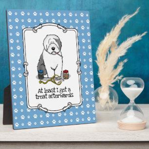 Placa Expositora Veterinarian Old English Sheepdog Gray 1 Cute Vet
