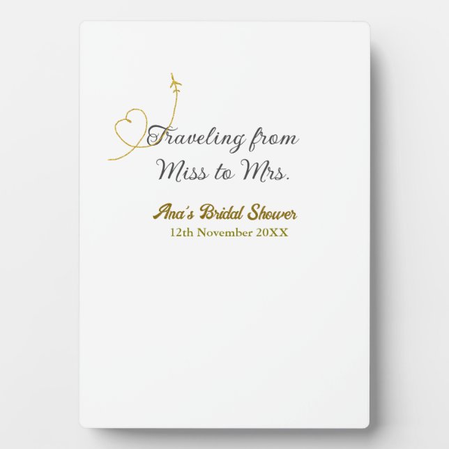 Placa Expositora Viajando de Señorita a Señora ducha de novia agreg (Frente)
