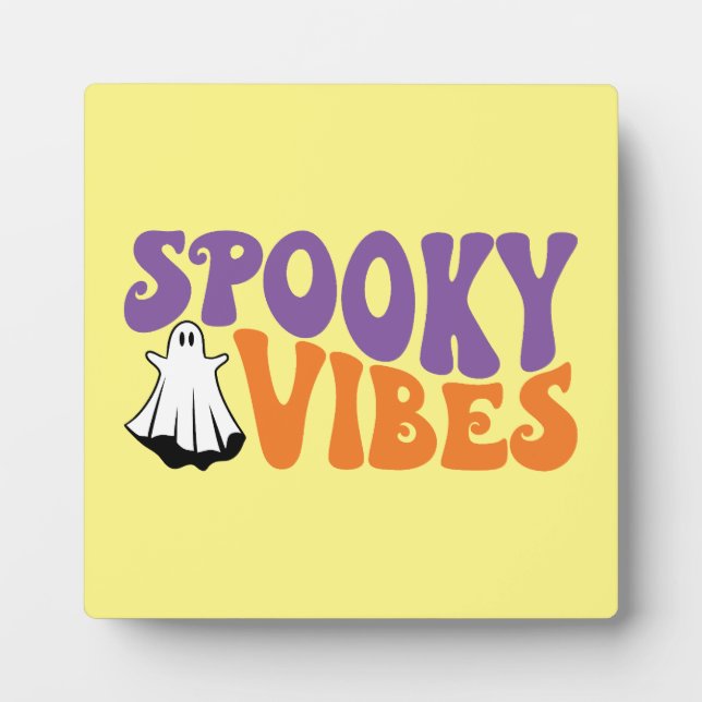 Placa Expositora Vibes fantasmales - Fantasma divertida de Hallowee (Frente)
