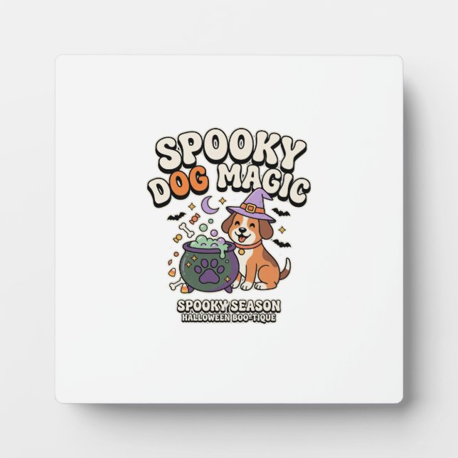 Placa Expositora Vibraciones mágicas de perro de Halloween (Frente)