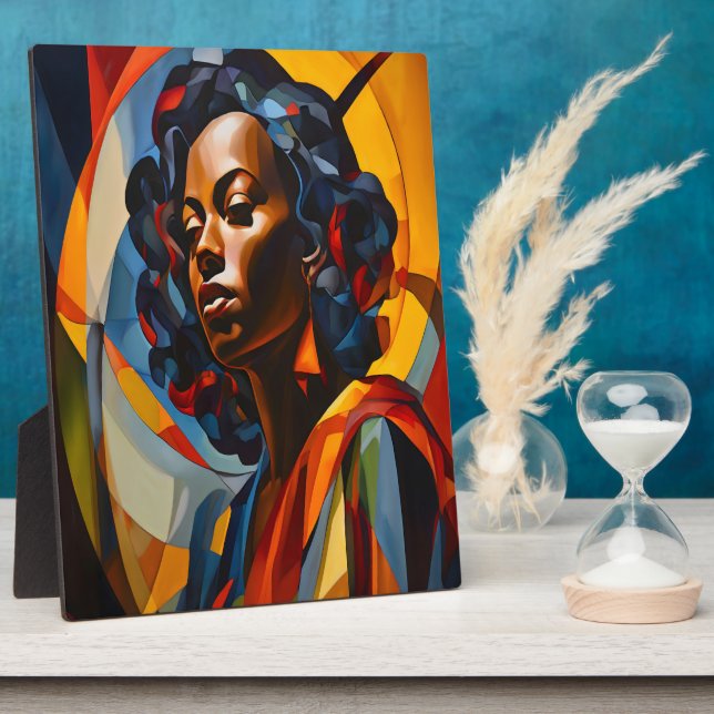 Placa Expositora Vibrante Resumen Arte Cubista Retrato (Lado)