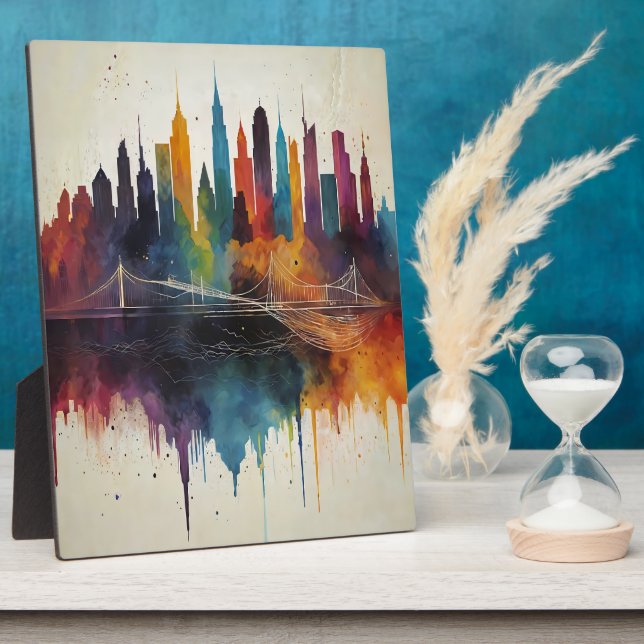 Placa Expositora Vibrante Resumen Arte de paisaje urbano (Lado)